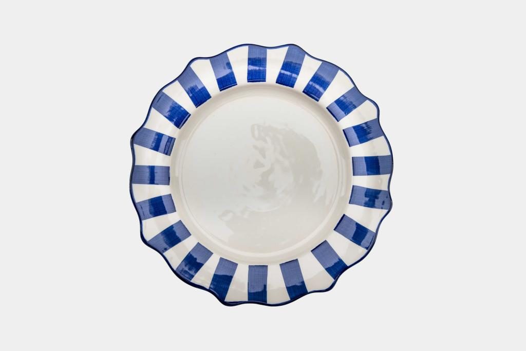 Striped white & blue plate set - Image 1